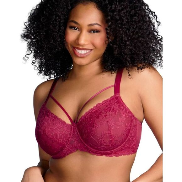 New 40I HSIA Rose Red Minimizer Full Coverage Sexy Pretty Lace Bra NWT - Picture 1 of 8